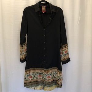 Long sleeve silk shirt dress